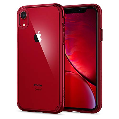Spigen Ultra Hybrid, Kompatibel mit iPhone XR Hülle, 064CS25346 Einteilige Transparent PC Rückschale Handyhülle Schutzhülle Case (Rot) von Spigen