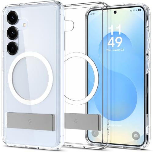 Spigen Ultra Hybrid S MagFit Hülle für Samsung Galaxy S25, Kompatibel mit MagSafe -Clear White von Spigen