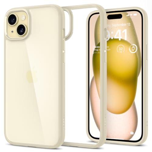 Spigen für iPhone 15 Plus Ultra Hybrid Hülle [Anti-Yellowing] Case Handyhülle Schutzhülle Cover Transparent Durchsichtig Dünn Slim -Mute Beige von Spigen