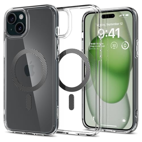 Spigen für iPhone 15 Plus Ultra Hybrid MagFit Hülle [Anti-Yellowing] Case Handyhülle Transparent Dünn Slim Kompatibel mit MagSafe -Graphite von Spigen