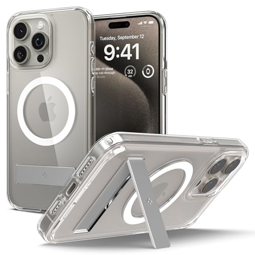 Spigen für iPhone 15 Pro Max Ultra Hybrid S MagFit All-in-One Hülle mit Ständer Kompatibel mit MagSafe Handyhülle Case Schutzhülle -Crystal Clear von Spigen