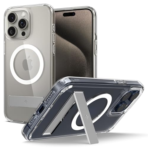 Spigen für iPhone 15 Pro Max Hülle für MagSafe mit Ständer [Anti-Yellowing] All-in-One Stoßfest Kratzfest Transaparent Handyhülle Case Schutzhülle -Crystal Clear von Spigen