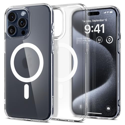 Spigen für iPhone 15 Pro Ultra Hybrid Frost MagFit Hülle [Anti-Yellowing] Case Handyhülle Transparent Dünn Slim Kompatibel mit MagSafe -Clear von Spigen