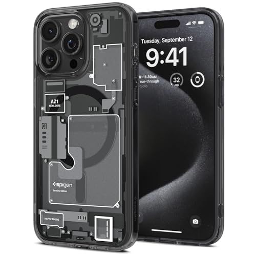 Spigen für iPhone 15 Pro Ultra Hybrid MagFit Hülle [Anti-Yellowing] Case Handyhülle Transparent Dünn Slim Kompatibel mit MagSafe -Zero One von Spigen