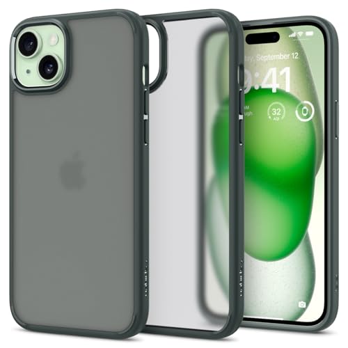 Spigen für iPhone 15 Ultra Hybrid Hülle [Anti-Yellowing] Case Handyhülle Schutzhülle Cover Transparent Durchsichtig Dünn Slim -Frost Green von Spigen