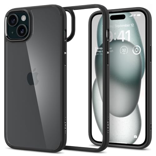Spigen für iPhone 15 Ultra Hybrid Hülle [Anti-Yellowing] Case Handyhülle Schutzhülle Cover Transparent Durchsichtig Dünn Slim -Matte Black von Spigen