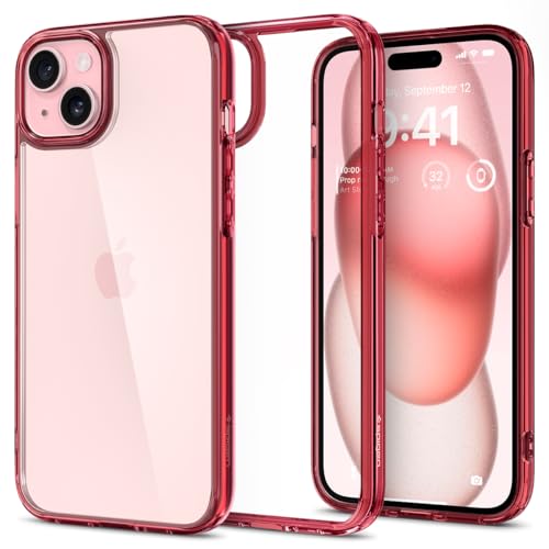 Spigen für iPhone 15 Ultra Hybrid Hülle [Anti-Yellowing] Case Handyhülle Schutzhülle Cover Transparent Durchsichtig Dünn Slim -Red Crystal von Spigen