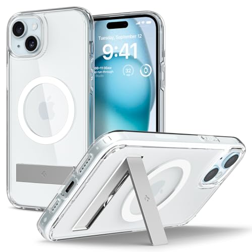 Spigen für iPhone 15 Ultra Hybrid S MagFit All-in-One Hülle mit Ständer Kompatibel mit MagSafe Handyhülle Case Schutzhülle -Crystal Clear von Spigen