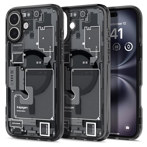 Spigen für iPhone 16 Hülle [Anti-Yellowing] Ultra Hybrid MagFit Case Handyhülle Transparent Dünn Slim Kompatibel mit MagSafe -Zero One von Spigen