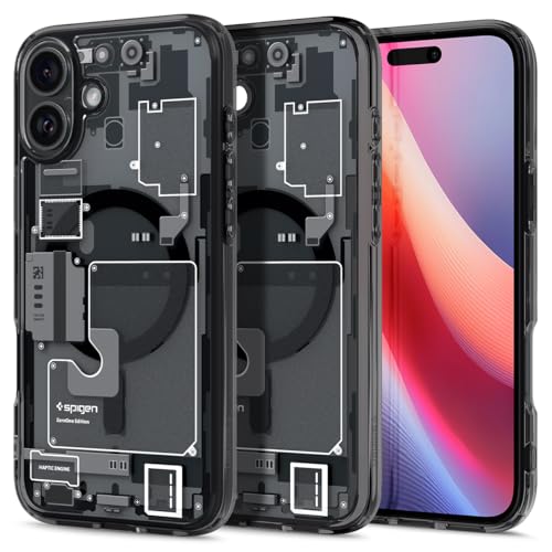 Spigen für iPhone 16 Plus Hülle [Anti-Yellowing] Ultra Hybrid MagFit Case Handyhülle Transparent Dünn Slim Kompatibel mit MagSafe -Zero One von Spigen