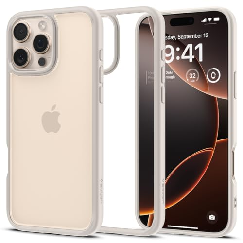 Spigen für iPhone 16 Pro Hülle [Anti-Yellowing] Ultra Hybrid Case Handyhülle Schutzhülle Cover Transparent Durchsichtig Dünn Slim -Natural Titanium von Spigen
