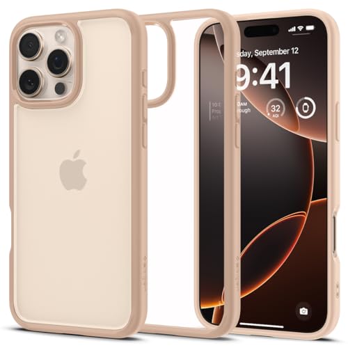 Spigen für iPhone 16 Pro Hülle [Anti-Yellowing] Ultra Hybrid Case Handyhülle Schutzhülle Cover Transparent Durchsichtig Dünn Slim -Rose Titanium von Spigen