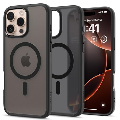 Spigen für iPhone 16 Pro Hülle [Anti-Yellowing] Ultra Hybrid MagFit Case Handyhülle Transparent Dünn Slim Kompatibel mit MagSafe -Frost Black von Spigen