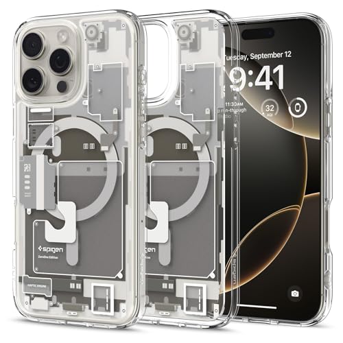 Spigen für iPhone 16 Pro Hülle [Anti-Yellowing] Ultra Hybrid MagFit Case Handyhülle Transparent Dünn Slim Kompatibel mit MagSafe -Zero One Natural Titanium von Spigen