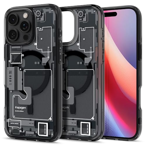 Spigen für iPhone 16 Pro Hülle [Anti-Yellowing] Ultra Hybrid MagFit Case Handyhülle Transparent Dünn Slim Kompatibel mit MagSafe -Zero One von Spigen