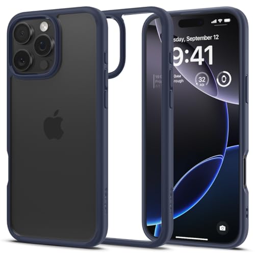 Spigen für iPhone 16 Pro Max Hülle [Anti-Yellowing] Ultra Hybrid Case Handyhülle Schutzhülle Cover Transparent Durchsichtig Dünn Slim -Navy Blue von Spigen