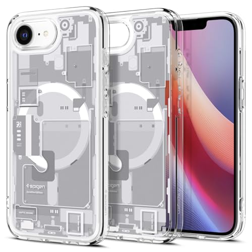 Spigen für iPhone 16e Hülle [Anti Vergilbung] Ultra Hybrid MagFit iPhone 16e Case Handyhülle Transparent Dünn Slim Kompatibel mit MagSafe Zubehör -Zero One White von Spigen
