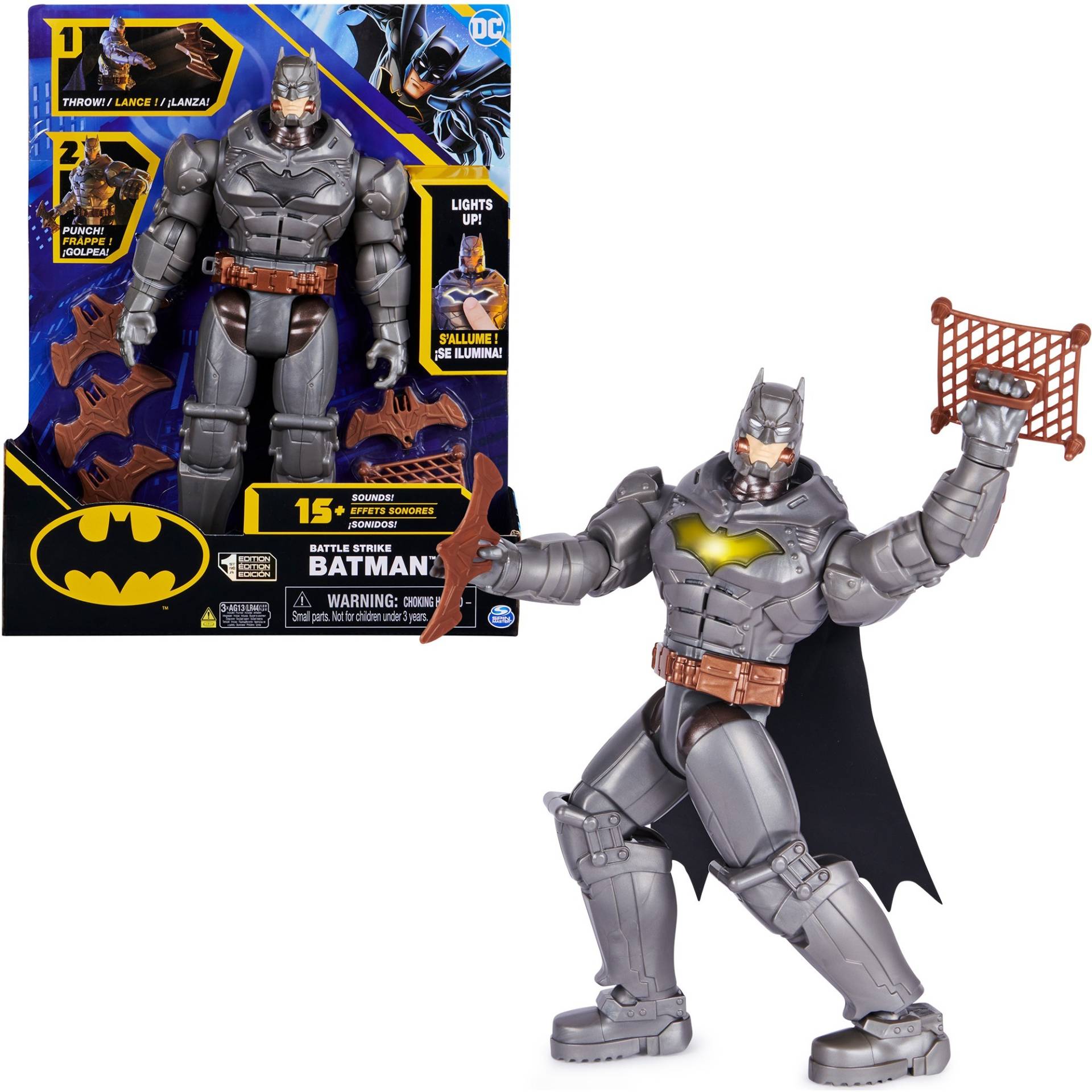 Batman 30 cm Deluxe-Actionfigur mit Schlag- und Wurffunktion, Spielfigur von Spin Master