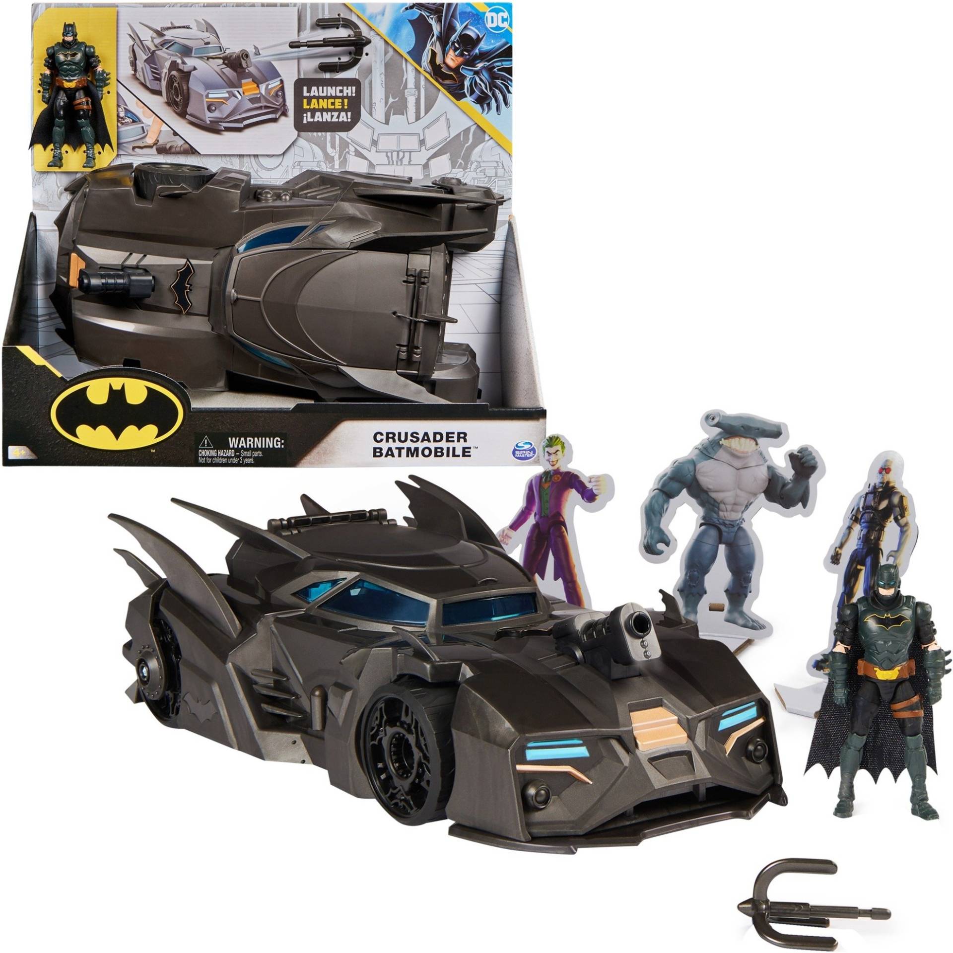 DC Comics Batman - Offroad Batmobile mit Fanghaken-Katapult, Spielfahrzeug von Spin Master