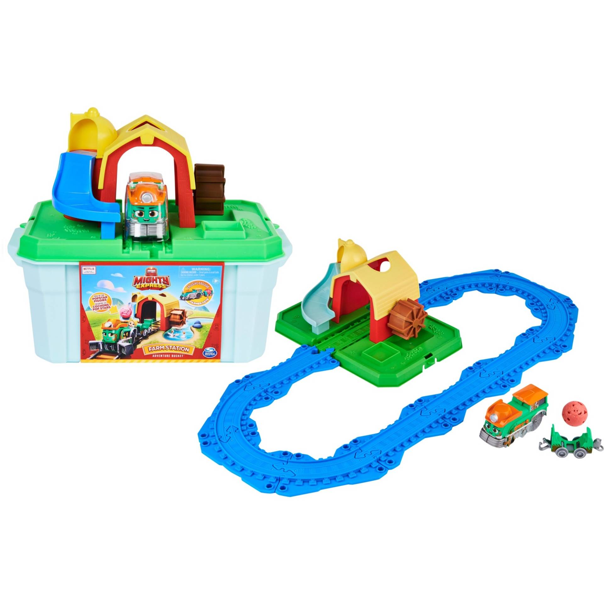 Mighty Express Farmbahnhof Spielset mit Farm-Frieda, Spielfahrzeug von Spin Master