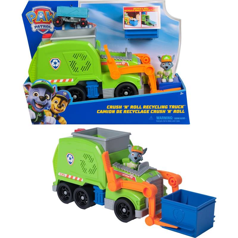 Paw Patrol - Extragroßer Recycling-Truck mit Rocky Spielfigur und Verwandlungsfunktion, Spielfahrzeug von Spin Master
