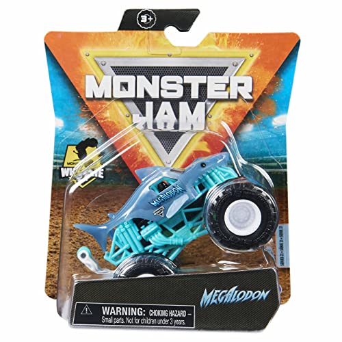 Spin Master Monster Truck Megalodon 1:64 Einzelpackung mit Wheelie Bar Feature für Kinder (unisex), Monster Jam Fans, Cartoon Fans von Spin Master