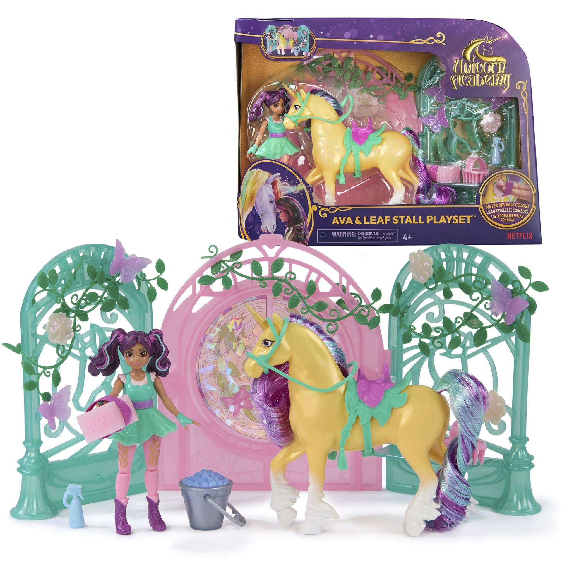 Unicorn Academy - Ava & Einhorn Leaf Stall Spielset mit Farbwechseleffekt, Spielfigur Unicorn Academy - Ava & Einhorn Leaf Stall Spielset mit Farbwechseleffekt, Spielfigur von Spin Master