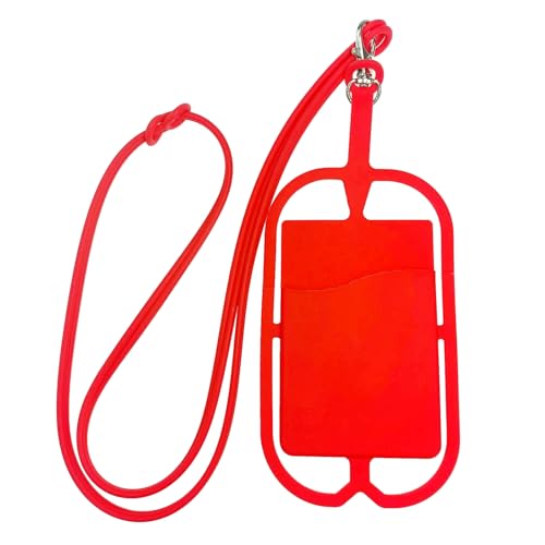 Phone Lanyard Strap Verstellbare Silikon Umhängeband Halskette Telefon Kompatibel mit Meisten Smartphones, Universal Handykette Phone Lanyard Verstellbar Anti-Diebstahl Phone Strap Rot von SpirWoRchlan