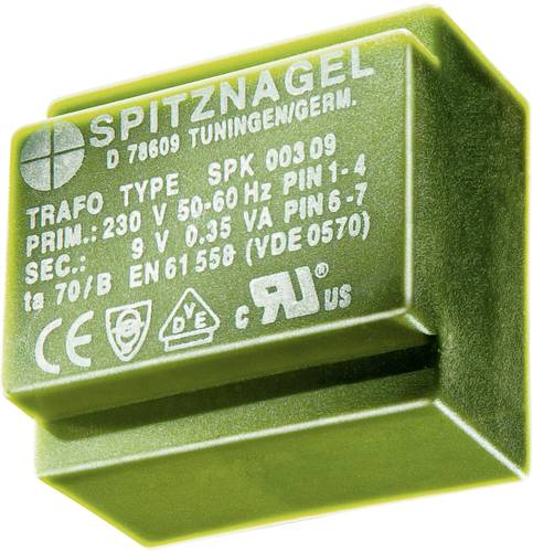 Spitznagel SPK 0041515 Printtransformator 1 x 230V 2 x 15 V/AC 0.45 VA 15mA von Spitznagel