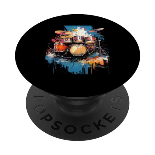 Schlagzeug in Splash Stil Drummer Drum Drumstick PopSockets mit austauschbarem PopGrip von Splash Art Drums für Schlagzeuger
