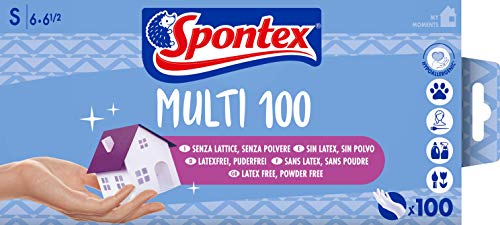 Spontex Extra 100 Einmalhandschuhe (aus Vinyl, ungepudert, besonders hautverträglich und reißfest) Größe S (1 x 100 Stück) von Spontex