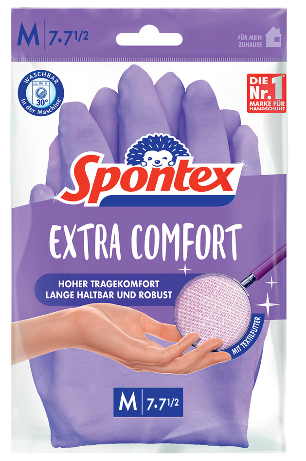 Spontex Latex-Handschuh Extra Comfort, Größe M, lila von Spontex