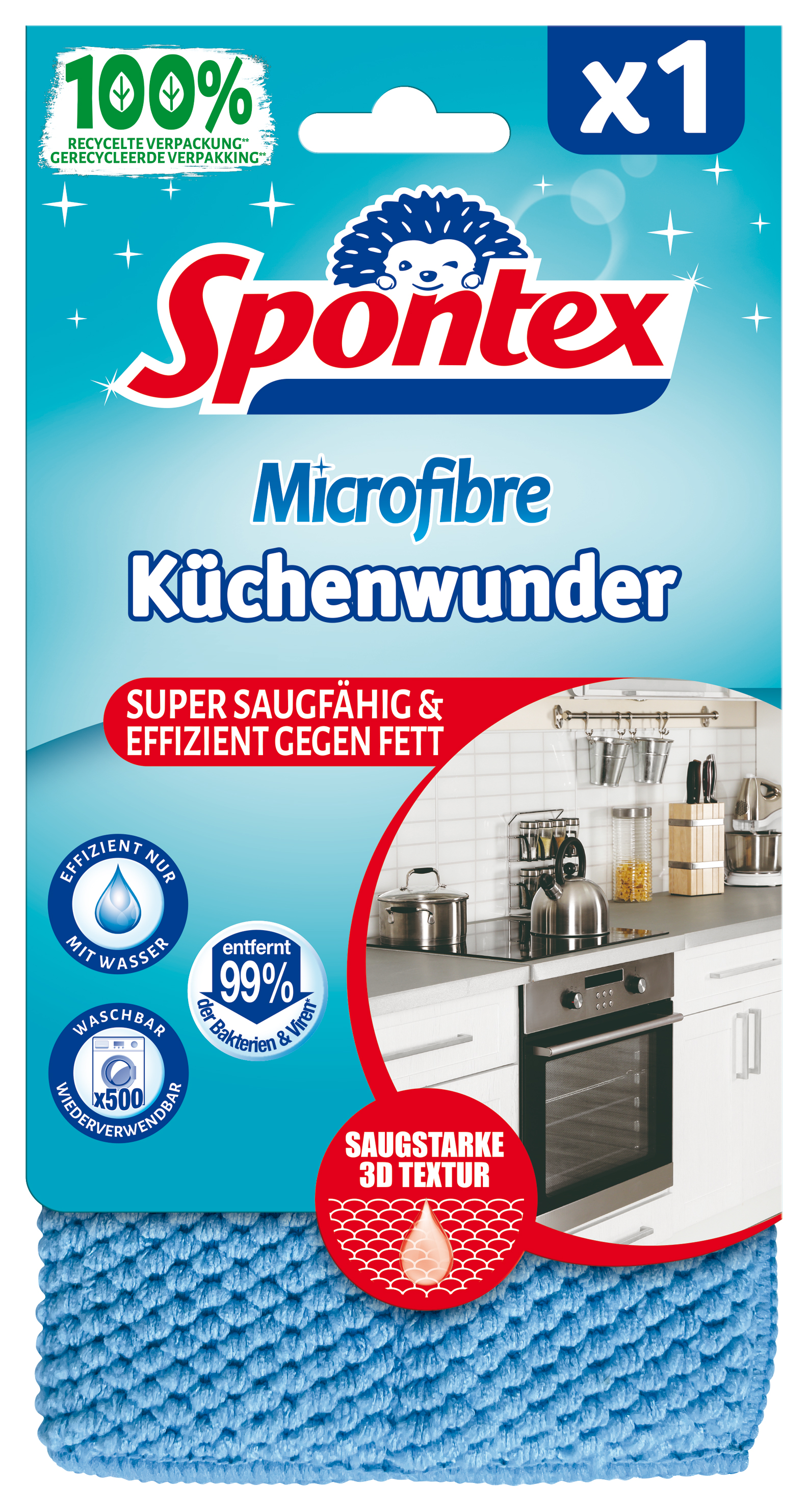 Spontex Mikrofaser-Volumenpad Küchenwunder 3D, blau Spontex Mikrofaser-Volumenpad Küchenwunder 3D, blau von Spontex
