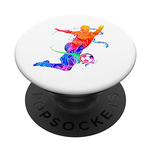 Geschenk für Fußballer für Fußball PopSockets PopGrip: Ausziehbarer Sockel und Griff für Handys/Tablets mit Tauschbarem Top von Sport Fanartikel und Handy Smartphone Geschenke