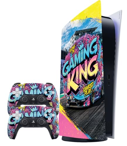 PS5 (Original) Digital Bundle Vinyl Skin - Premium 3M™ Decals für Konsole & Controller | Einfache Anwendung, blasenfrei, kratzfest, rückstandsfrei entfernt | Custom Gaming Skin (Rennen) von Sport Merchandise