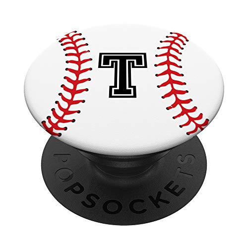 Baseball-Spieler Buchstabe T Initiale | Baseball-Geschenke PopSockets mit austauschbarem PopGrip von Sports Legendz