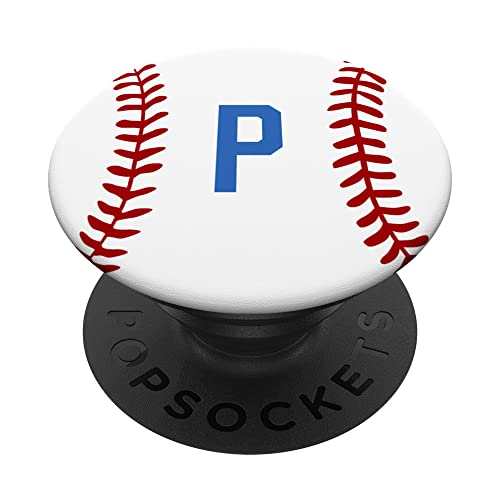 Buchstabe P Baseballspieler blau Initiale P PopSockets mit austauschbarem PopGrip von Sports Legendz