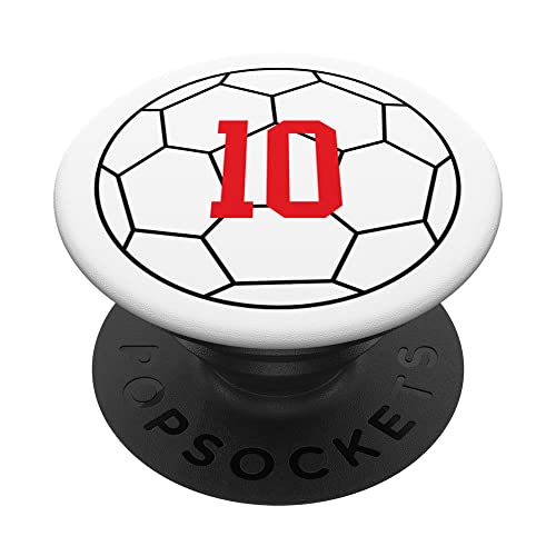 Fußball, Nr. 10, Rot, Nr. 10 PopSockets mit austauschbarem PopGrip von Sports Legendz