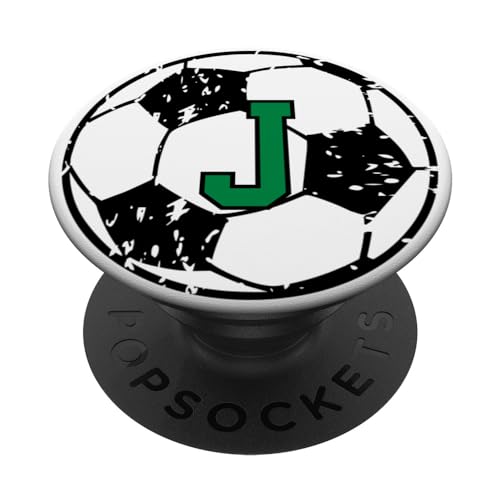 Grüner Fußball-Buchstabe J PopSockets mit austauschbarem PopGrip von Sports Legendz