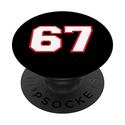 Spieler-Trikot Nummer #67 Sportspieler Fan-Trikot rot weiß Glückszahl PopSockets mit austauschbarem PopGrip Spieler-Trikot Nummer #67 Sportspieler Fan-Trikot rot weiß Glückszahl PopSockets mit austauschbarem PopGrip von Sports Legendz