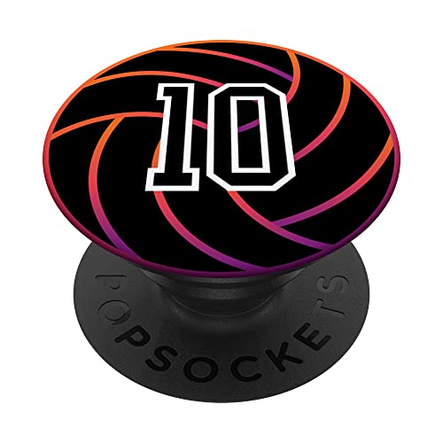 Volleyballspieler Nr. 10, Schwarz PopSockets mit austauschbarem PopGrip von Sports Legendz