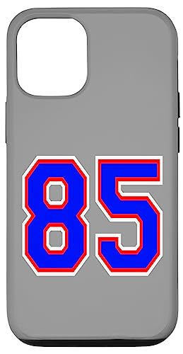 Hülle für iPhone 13 Nummer 85, 215.9 cm Rot, Weiß und Blau von Sports Numbers Store