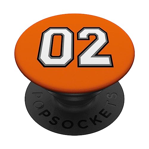 Nummer 02, 2 in Schwarz, Weiß und Grau PopSockets mit austauschbarem PopGrip von Sports Numbers Store