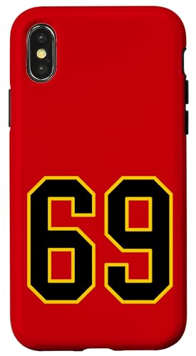 Nummer 175.3 cm schwarz-gelbem College-Sport-Stil Hülle für iPhone X/XS von Sports Numbers Store