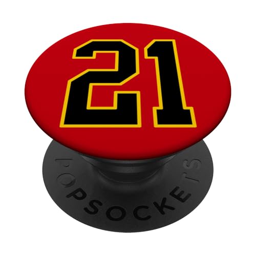 Nummer 21 im schwarz-gelben College-Sport-Stil PopSockets Klebender PopGrip von Sports Numbers Store