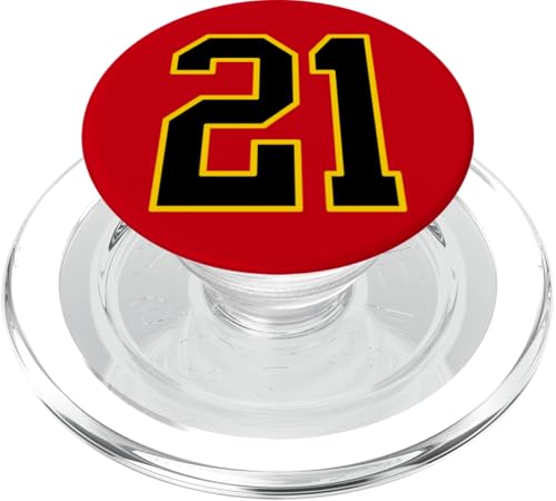 Nummer 21 im schwarz-gelben College-Sport-Stil PopSockets PopGrip für MagSafe von Sports Numbers Store