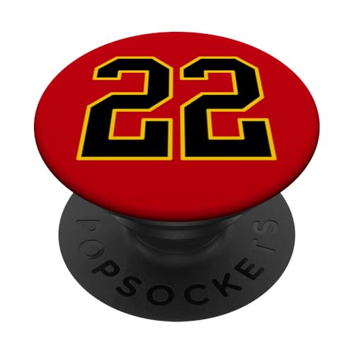 Nummer 22 im schwarz-gelben College-Sport-Stil PopSockets Klebender PopGrip von Sports Numbers Store