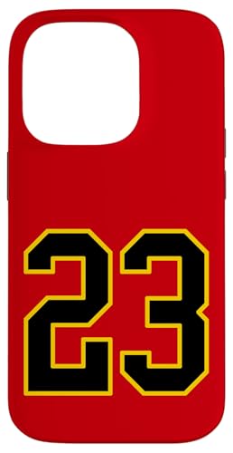 Nummer 23 College Sports Style in Schwarz und Gelb Hülle für iPhone 14 Pro von Sports Numbers Store