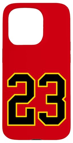 Nummer 23 College Sports Style in Schwarz und Gelb Hülle für iPhone 15 Pro von Sports Numbers Store