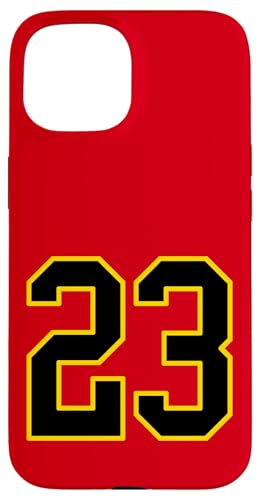 Nummer 23 College Sports Style in Schwarz und Gelb Hülle für iPhone 15 von Sports Numbers Store